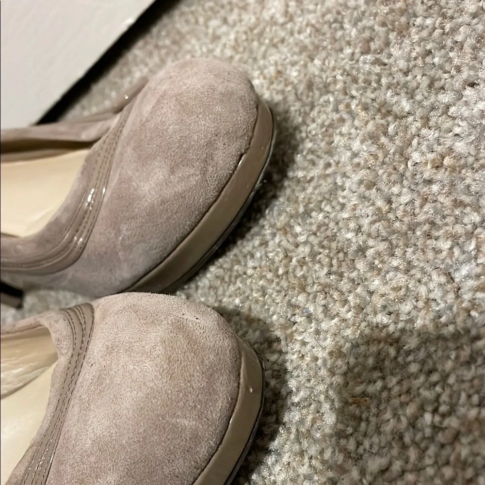 Nine West Taupe Heels Classic Suede Pumps